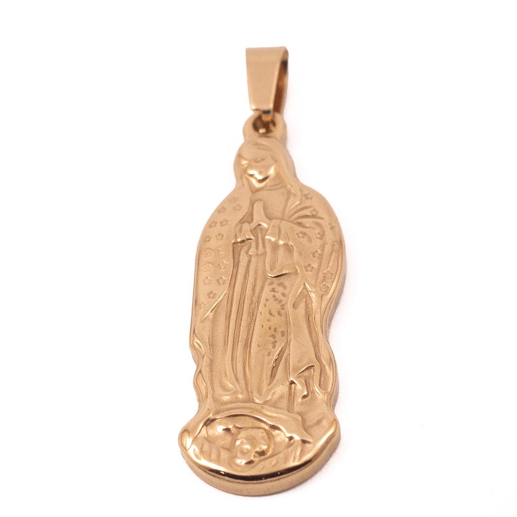 JE993 Dije Acero Virgen Guadalupe Dorado Grande 4 cm