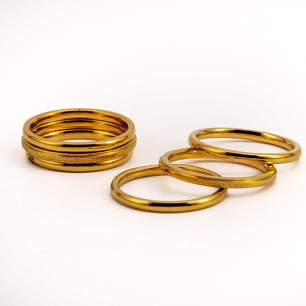 AN1179	Juego 3 Anillos Acero Dorado