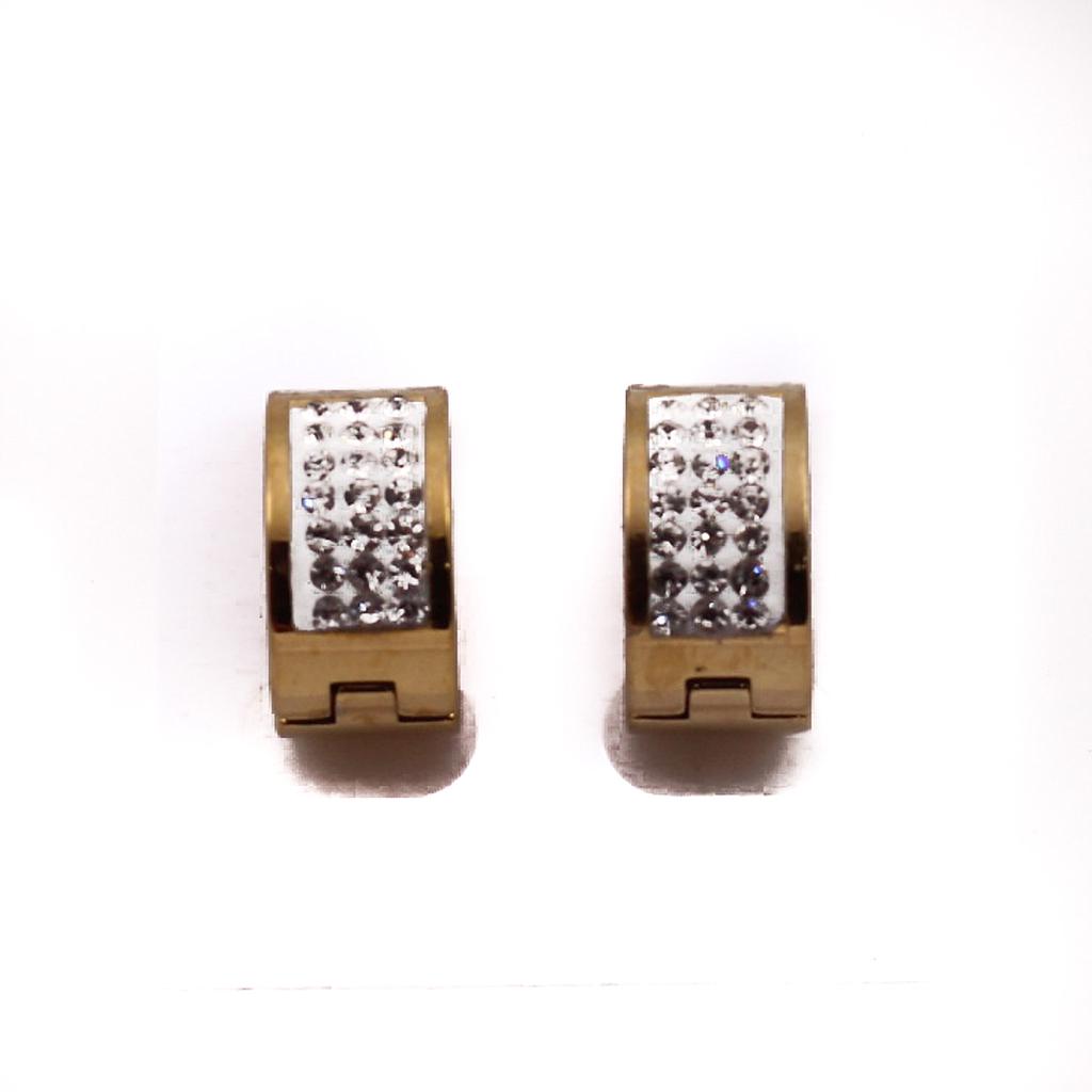 AR1704	Huggie Acero Doraro tres ilera de piedritas