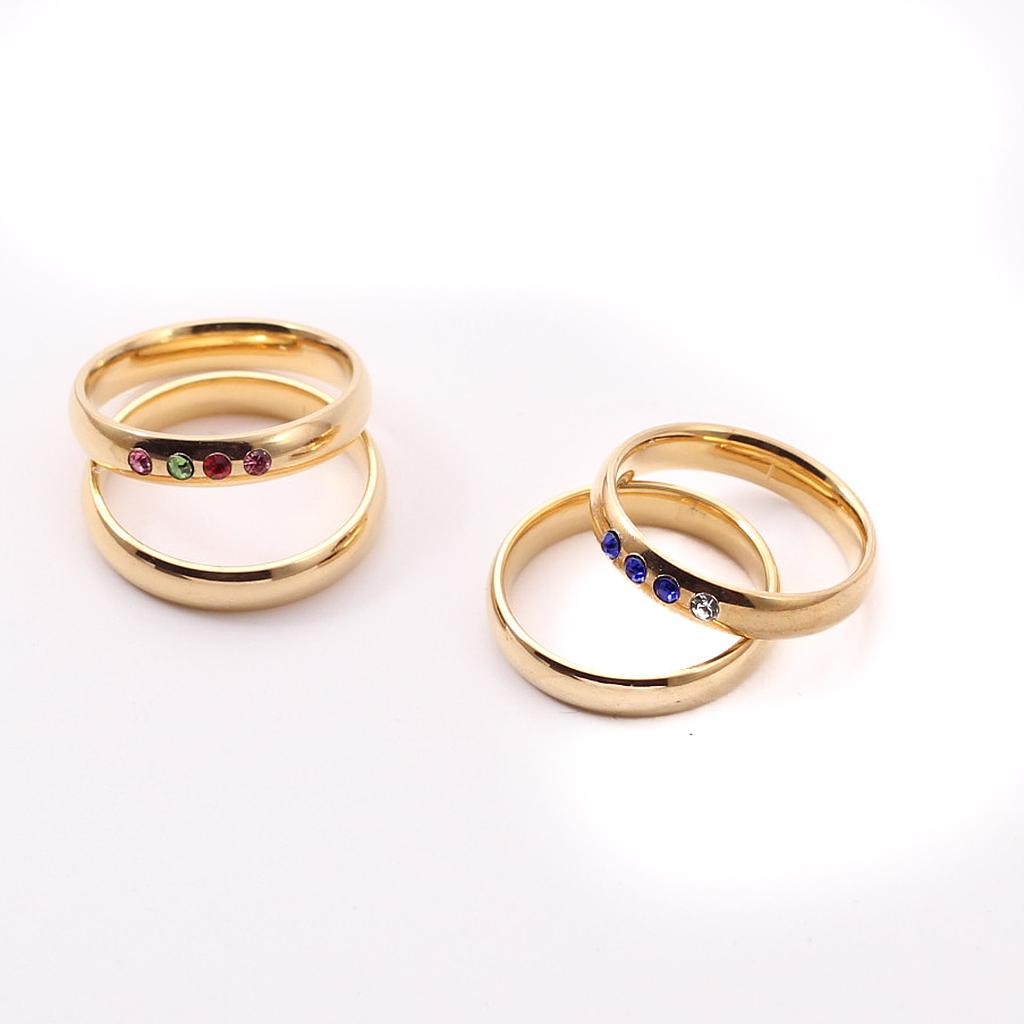 AN2123 Anillo Acero Dorado Duo piedrita colores