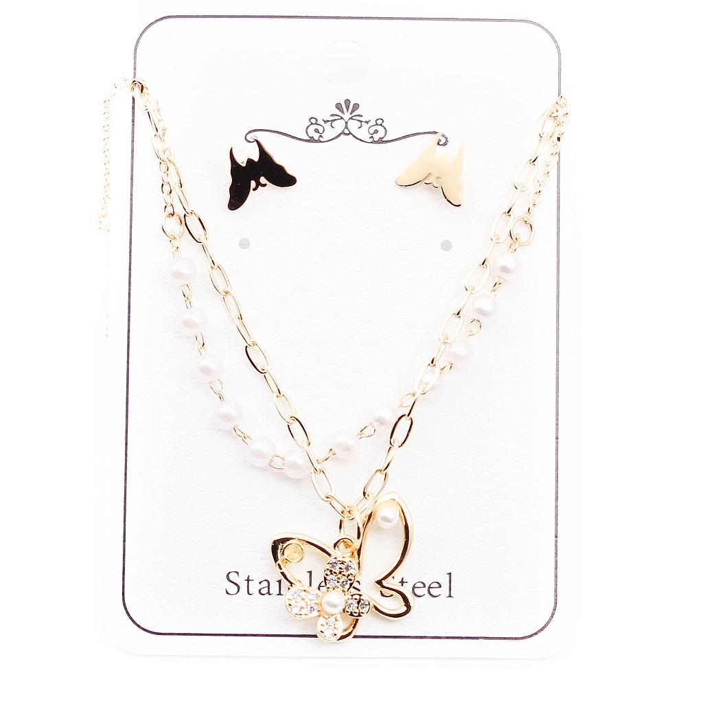 COL221104 Juego Acero dorado cadena chica