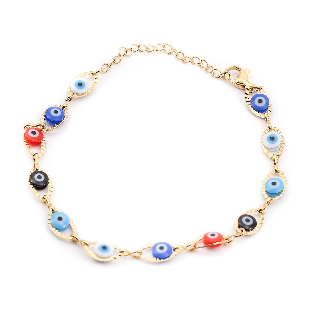 PUL22109 Pulsera Acero Ojos colores