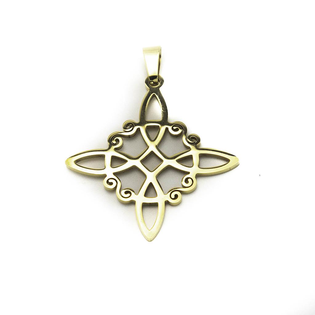 5022 Dije Acero Dorado y Plata Nudo de Bruja 3.5 cm