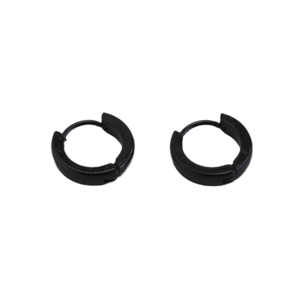 AR160703 Huggie Delgado Acero Negro 1cm