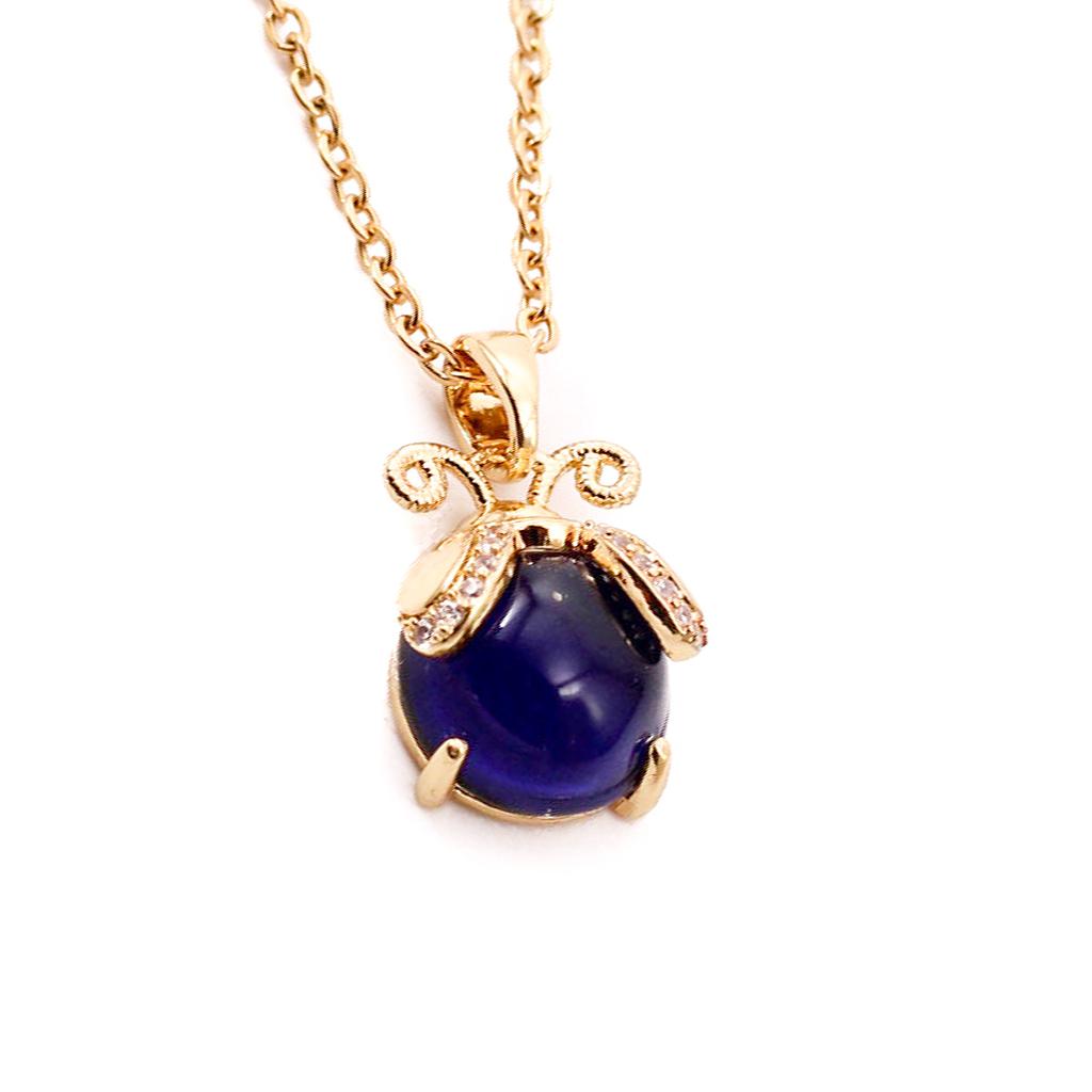 COL613	Collar Acero Dorado Piedra grande