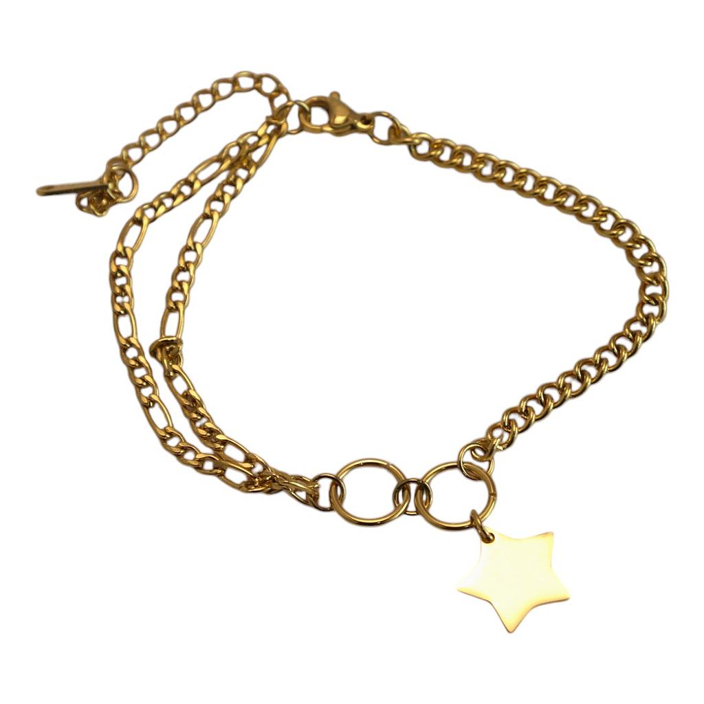 PUL1112 Pulcera Acero Dorado doble aro