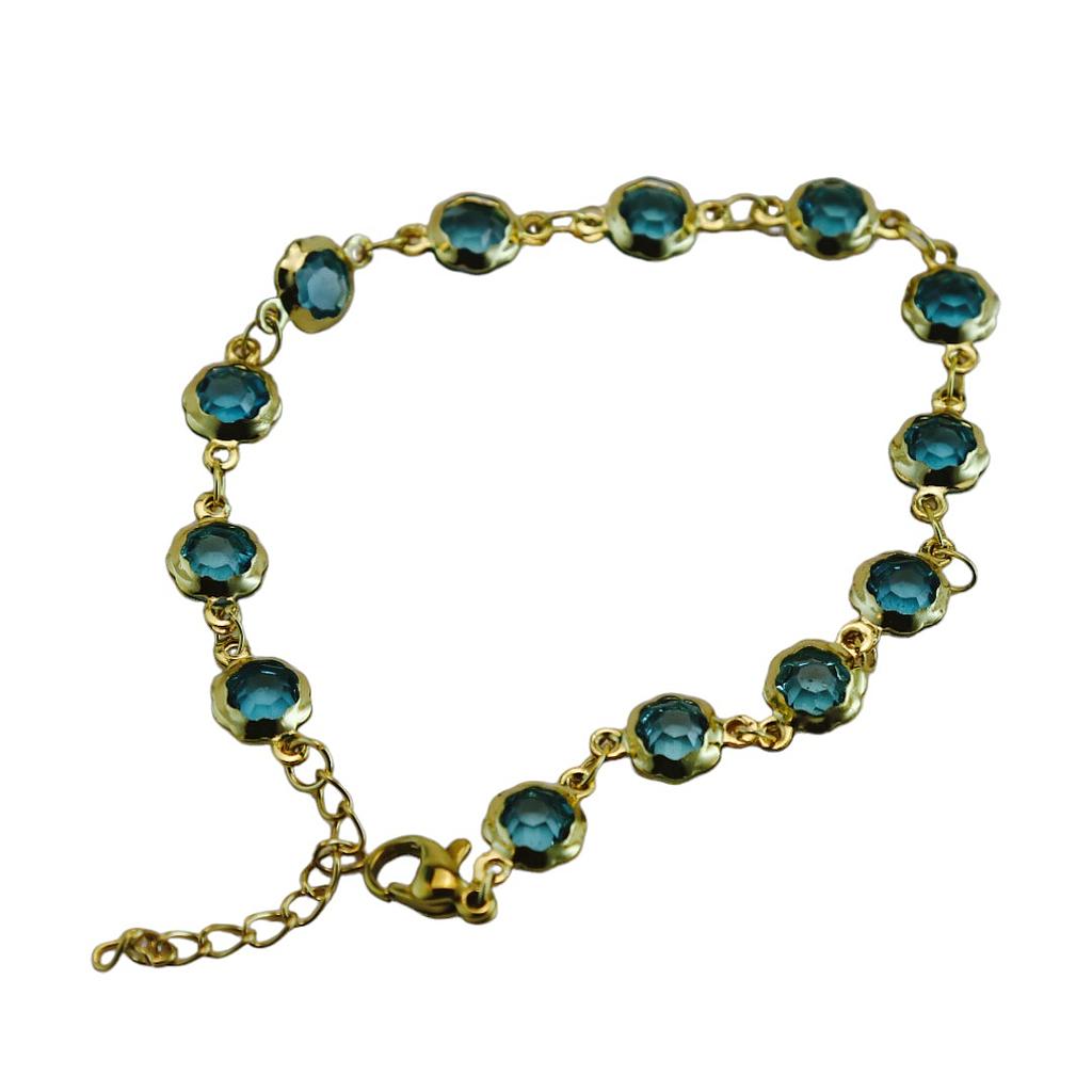 PUL160737 Pulsera Acero Dorado Cristales de Colores