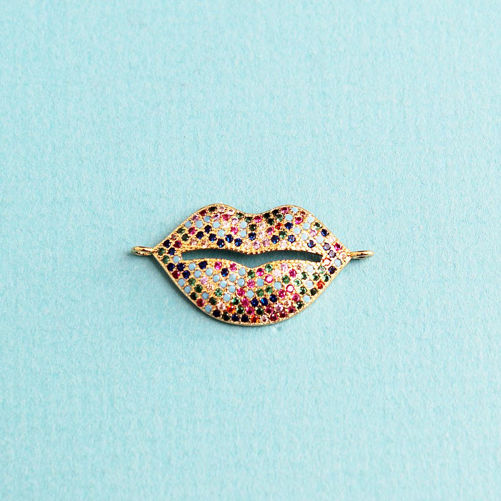 JE5032 Dije Bronce Labios Piedras Colores