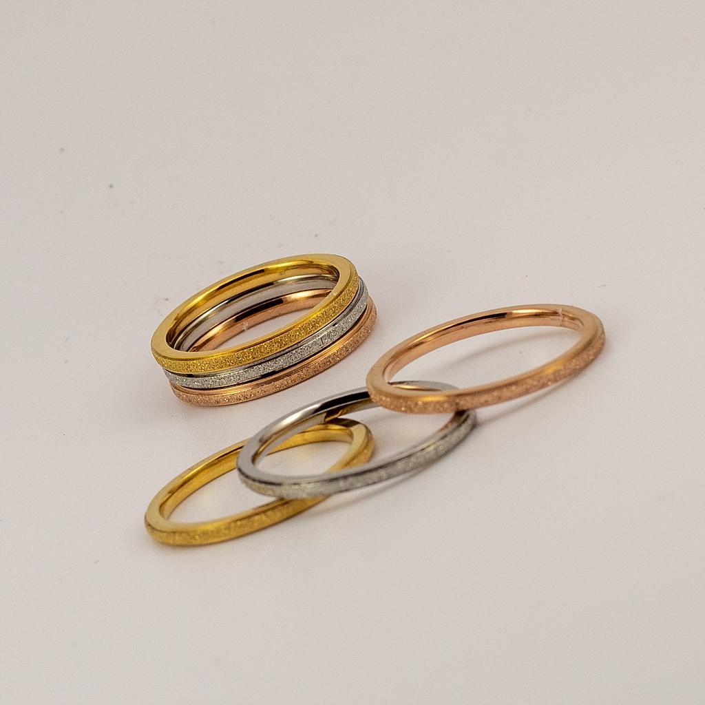 AN1134 Juego 3 Anillos Acero 3 colores 2mm